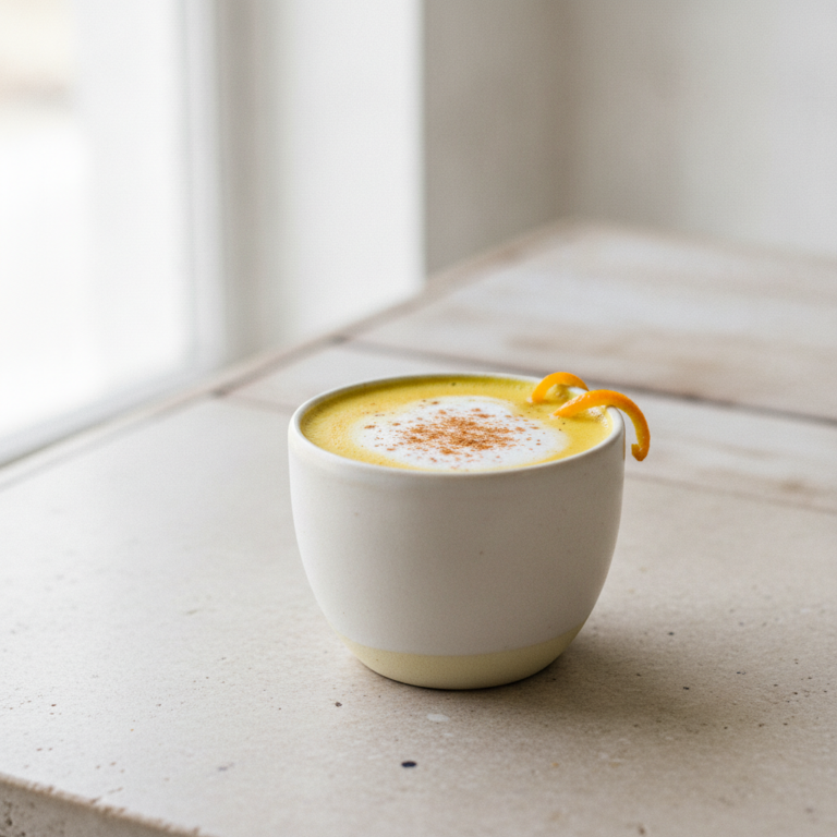 Goldene Ingwer-Orangen Kurkuma Latte