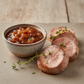 Herzhafte Bratapfel-Zwiebel-Sauce zu Schweinefilet
