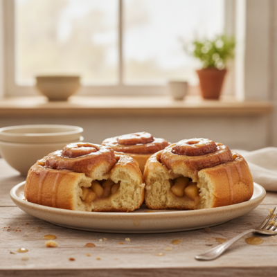 Saftige Bratapfel Zimtschnecken mit Sirupglasur
