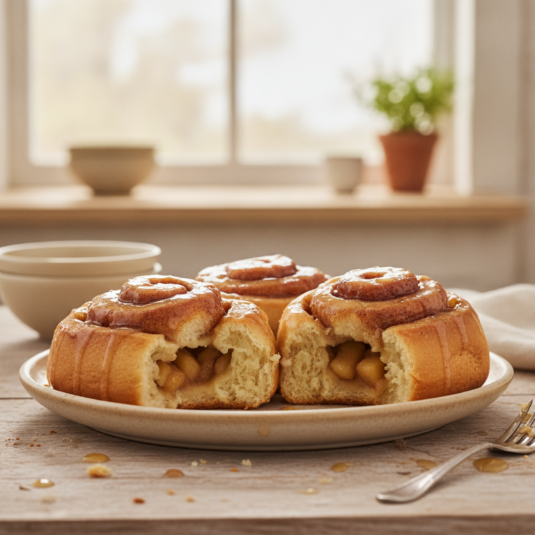 Saftige Bratapfel Zimtschnecken mit Sirupglasur