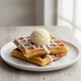 Lebkuchen Waffeln mit Vanilleeis