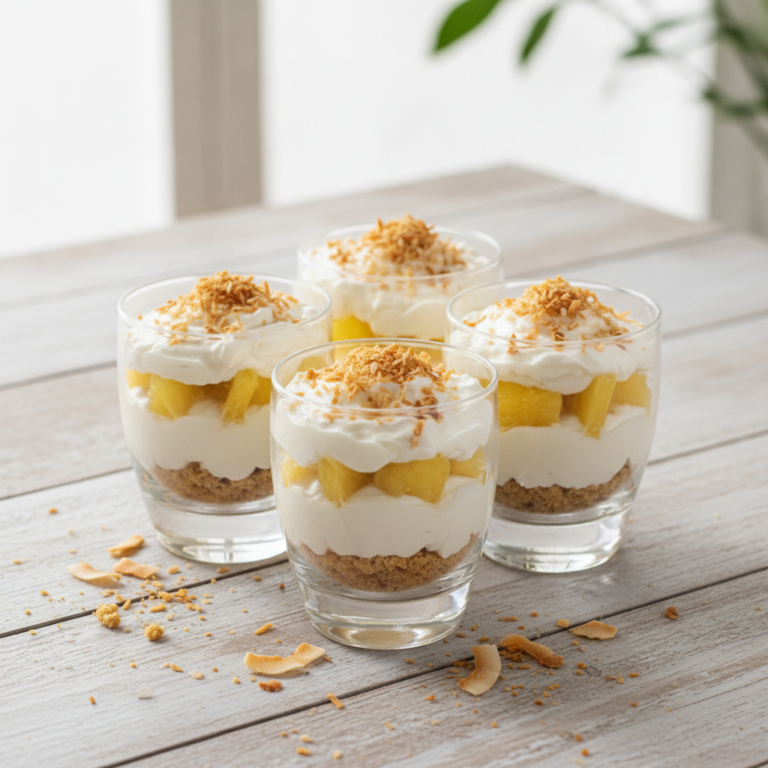 Exotisches Ananas Kokos Dessert im Glas
