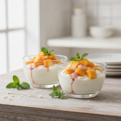 Exotischer Kaktusblüte-Limette Joghurt mit Mango