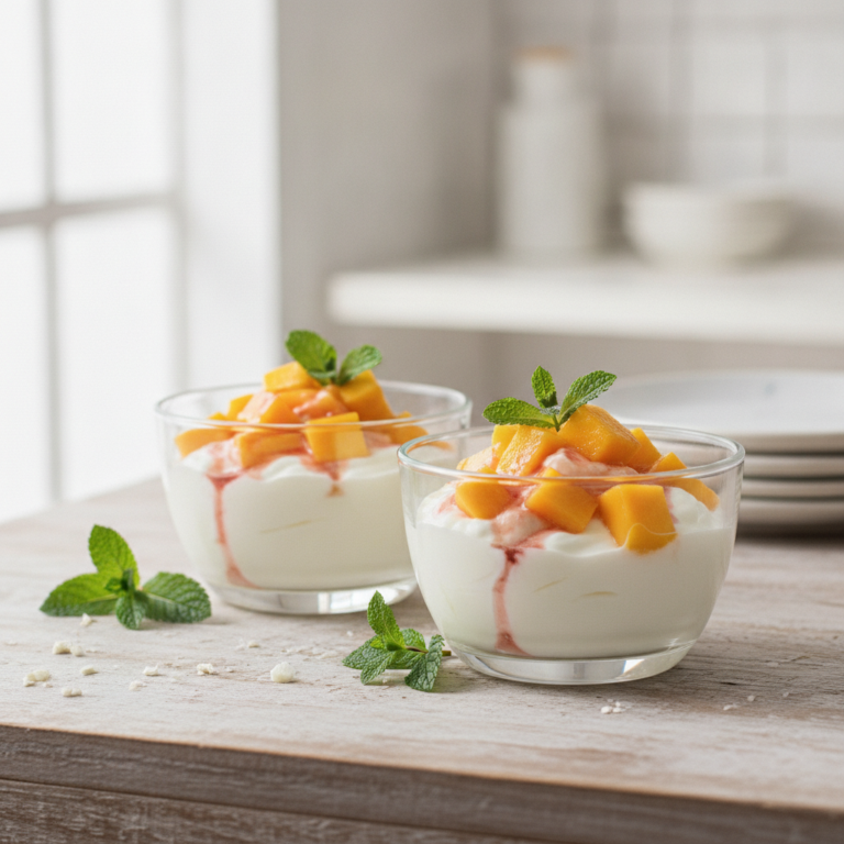 Exotischer Kaktusblüte-Limette Joghurt mit Mango