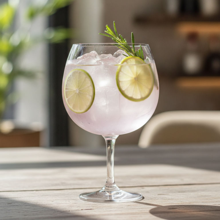 Kaktusblüte-Limette Gin & Tonic mit Rosmarin