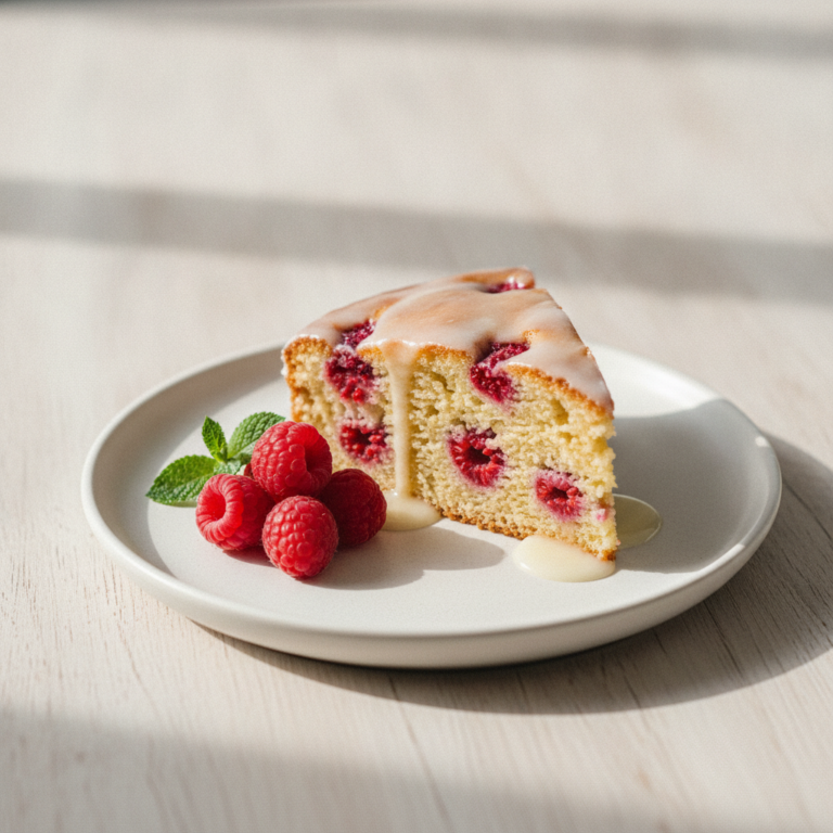 Himbeer-Schmand-Kuchen mit Genüssle Purer Zucker Sirup Glasur
