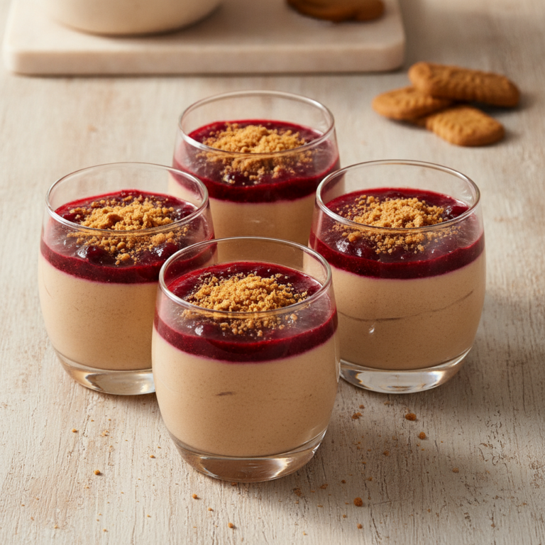 Cremige Genüssle Spekulatius Panna Cotta mit Fruchtspiegel