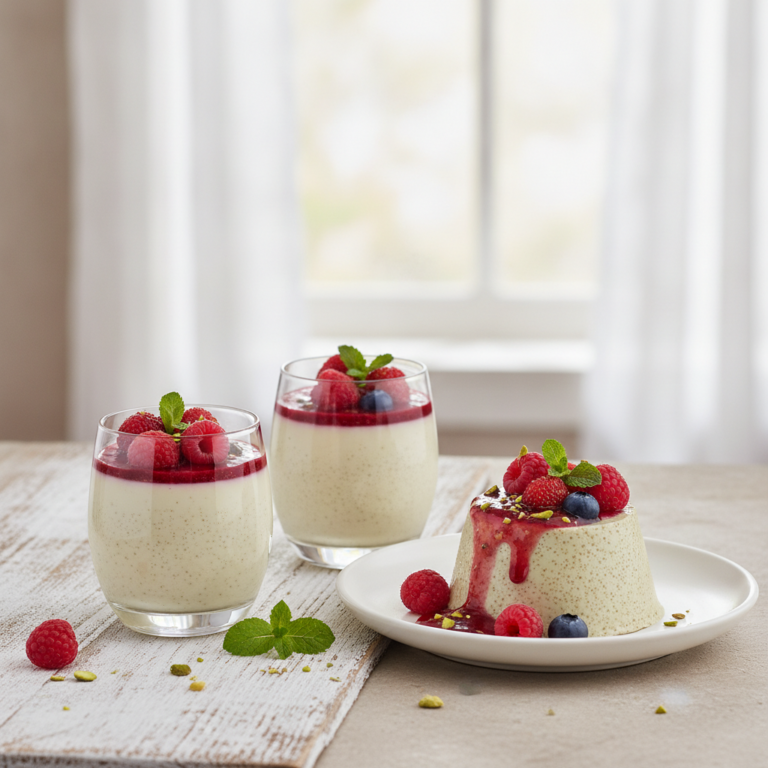 Cremige Chai Panna Cotta mit Beeren