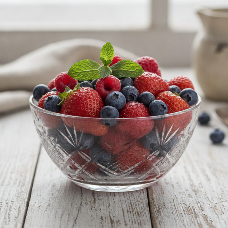 Sommerliche Beeren mit Minze und Genüssle Purer Vollrohrzucker Sirup