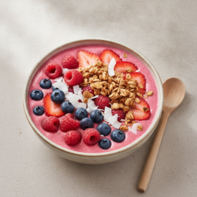 Klatschmohnblüten Smoothie Bowl mit Früchten