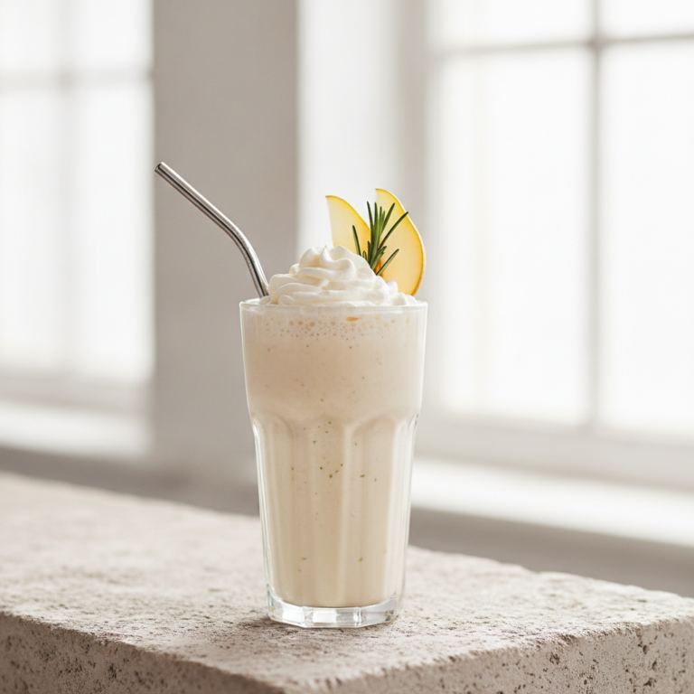 Cremiger Birne-Rosmarin Milchshake