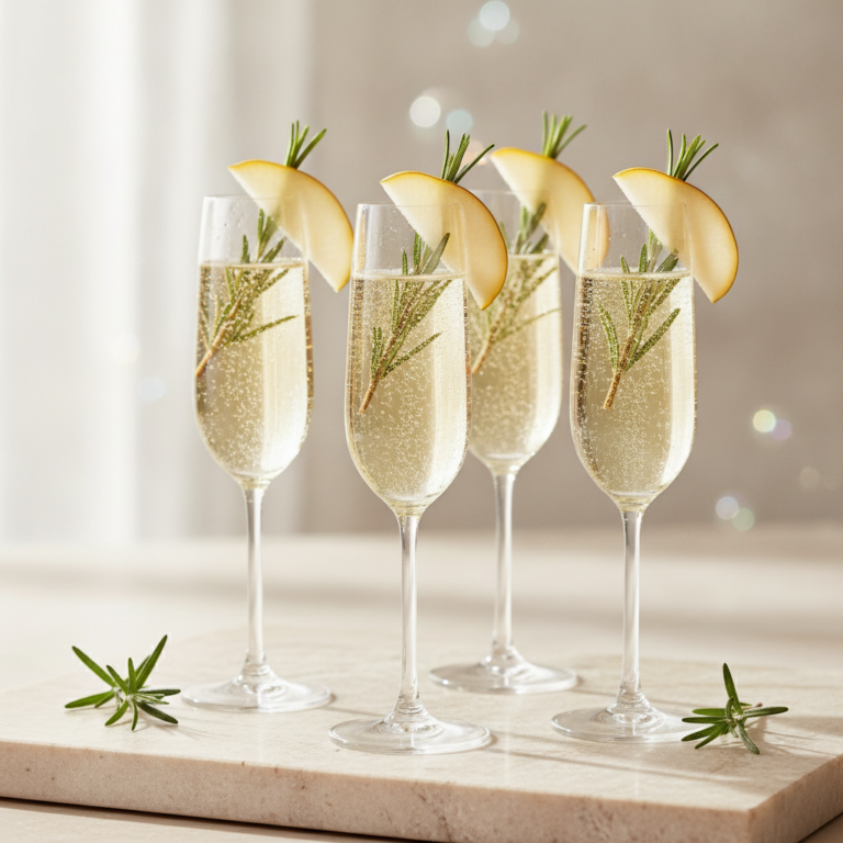 Spritziger Birne-Rosmarin Prosecco Aperitif