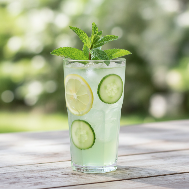 Erfrischender Spearmint Eistee mit Zitrone und Gurke