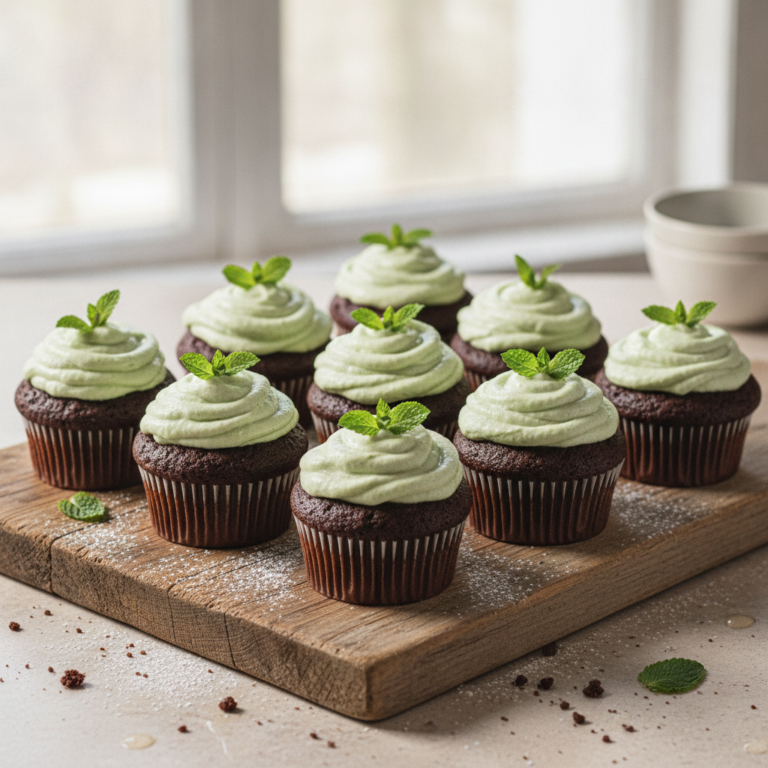 Spearmint Schoko-Muffins mit cremiger Minz-Ganache