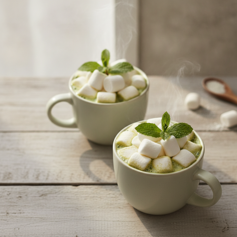 Verführerischer Spearmint Heißer Kakao mit Marshmallows