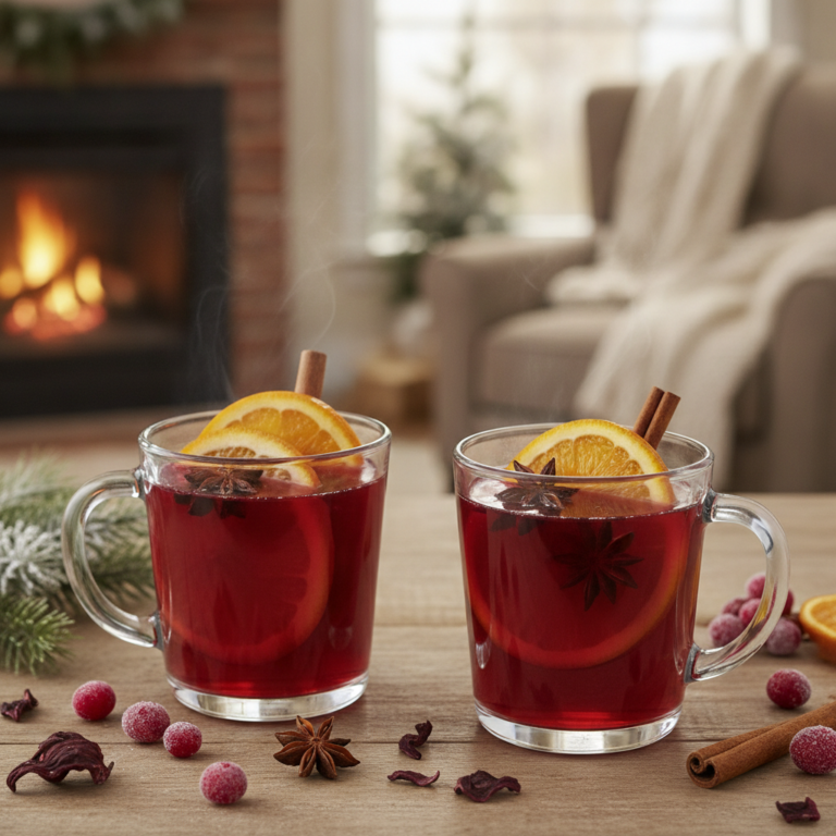 Warmer Hibiskus Winterpunsch mit Orange