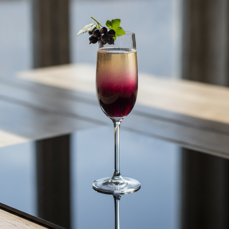 Eleganter Cassis Royal Cocktail