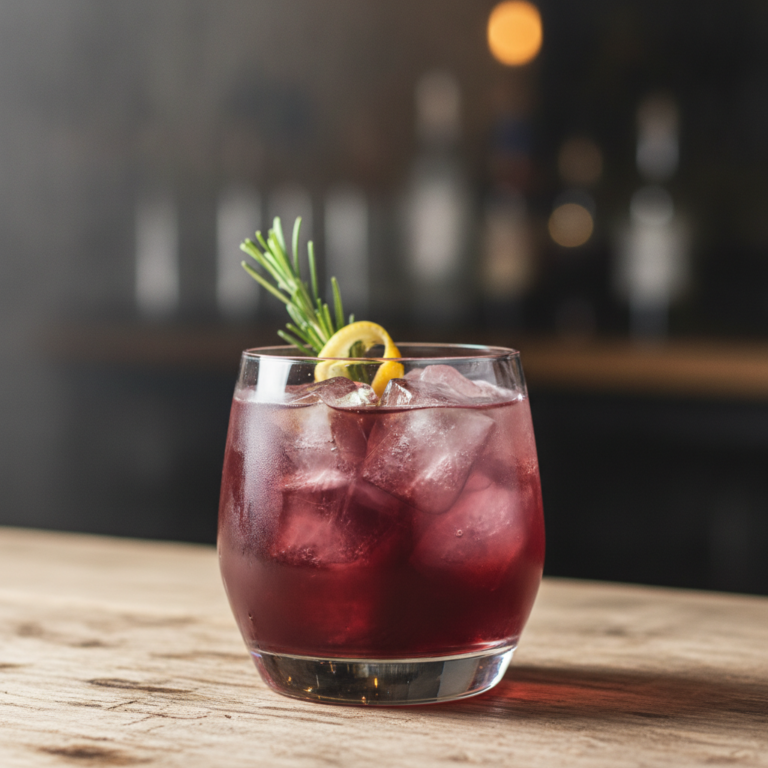Kirsch Gin Fizz mit Rosmarin