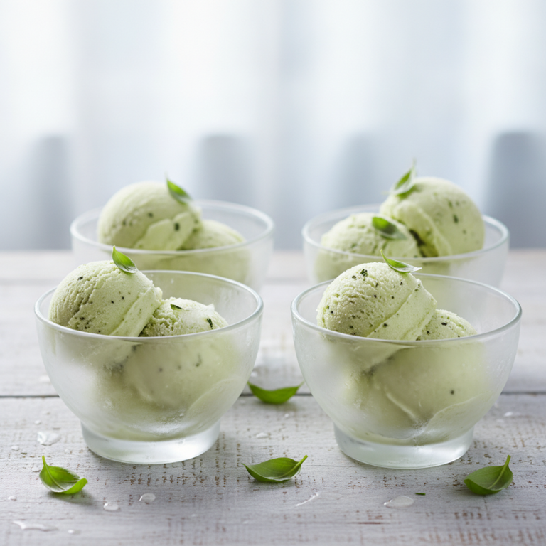 Basilikum-Melonen-Sorbet
