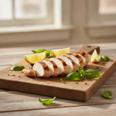 Gegrilltes Hähnchen mit Basilikum-Zitronen-Marinade