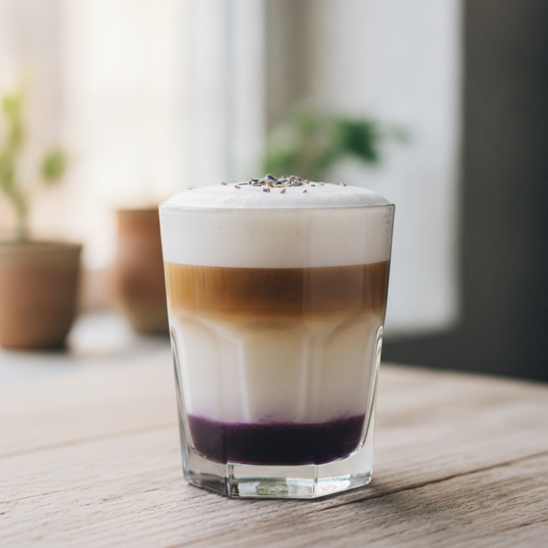 Blumiger Lavendelblüten Latte Macchiato