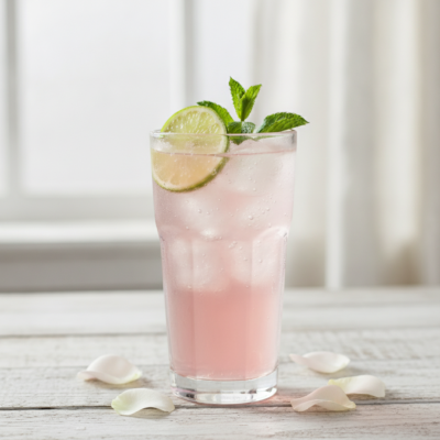 Erfrischender Rosenblüten Spritzer mit Minze