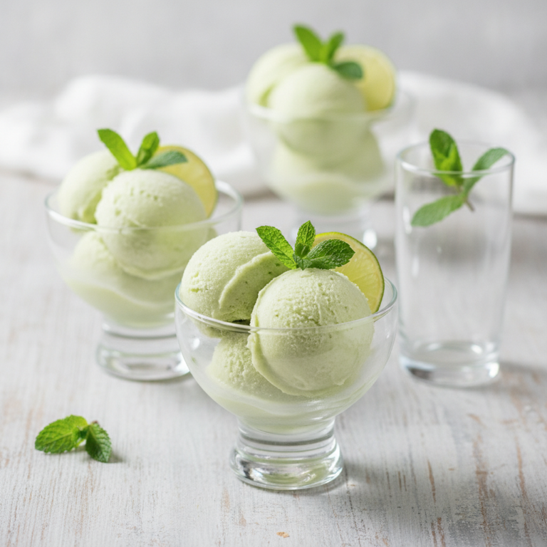 Belebendes Pfefferminze-Lemongras Sorbet