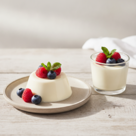 Cremige Pfefferminze-Lemongras Panna Cotta mit Beeren