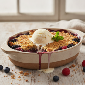 Sommerlicher Ingwer-Zitronen Beeren Crumble