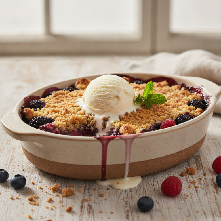 Sommerlicher Ingwer-Zitronen Beeren Crumble
